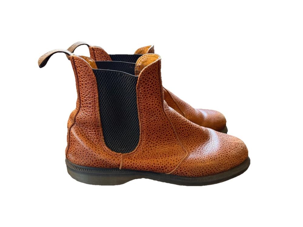 Dr. Martens Women's Flora Brown Snakeskin Pattern Leather Chelsea Boots